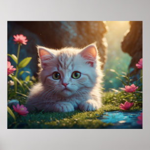 *~* Tan Kitty AP68 5:4 Fluffiges Katzenkätzchen Poster