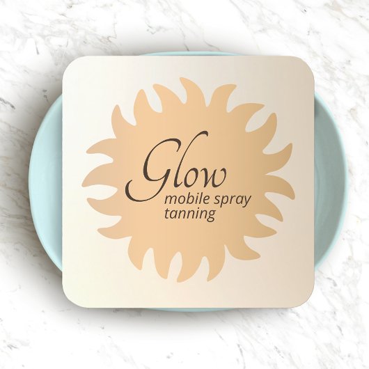 Tan Kupfer Sun Rays Square Business C Quadratische Visitenkarte