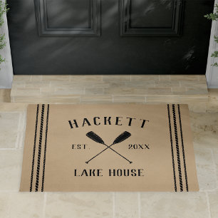 Tan Lake House Rustic Oars Personalized Fußmatte