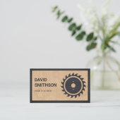 Tan Leather Black Circular Saw Handyman Carpenter Visitenkarte (Stehend Vorderseite)