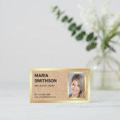 Tan Leather Gold Found Real Anwesen Realtor Foto Visitenkarte (Stehend Vorderseite)