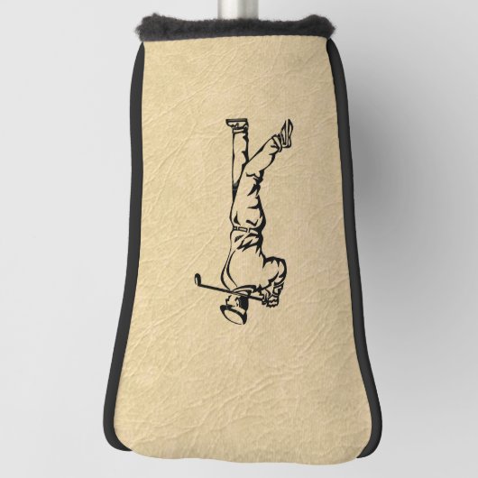 Tan Leather Look Golf Design Golf Headcover (Rotieren 90)