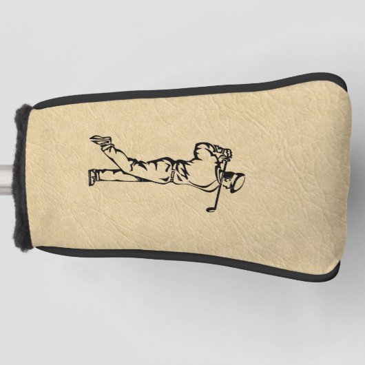 Tan Leather Look Golf Design Headcover (Vorderseite)