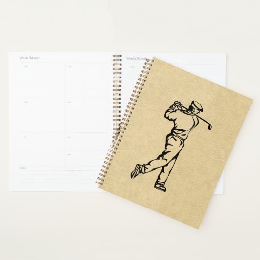 Tan Leather Look Golf Design Planer (Anzeige)