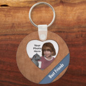 Tan Leather Look Heart Frame: Hinzufügen eines Fot Schlüsselanhänger (Vorderseite)