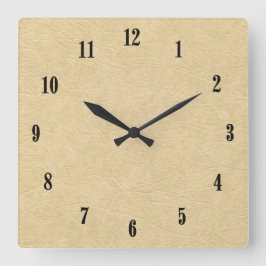 Tan Leather Look Quadratische Wanduhr