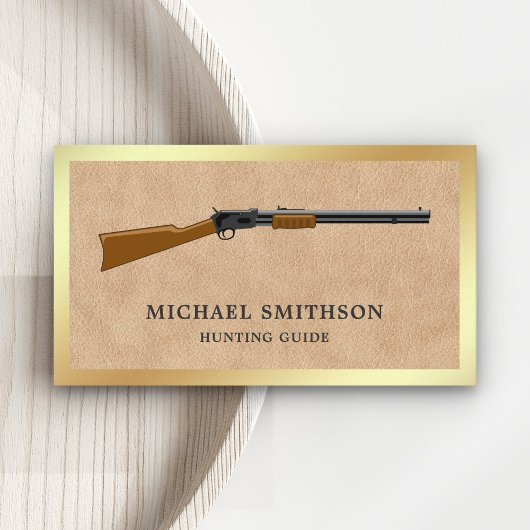 Tan Leather Shotgun Rifle Gun Shop Gunsmith Visitenkarte