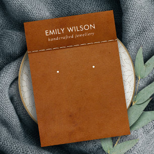 TAN LEATHER TEXTURE STUDIE EARRING DISPLAY CARD VISITENKARTE