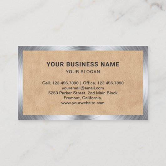 Tan Leather Wheel Alignment Car Tire Shop Visitenkarte (Rückseite)