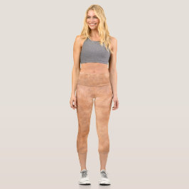 Tan Leder Look capri Leggings