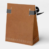 Tan Leder Textur, Rost Orange Custom Party Geschenkschachtel (Rückseite)