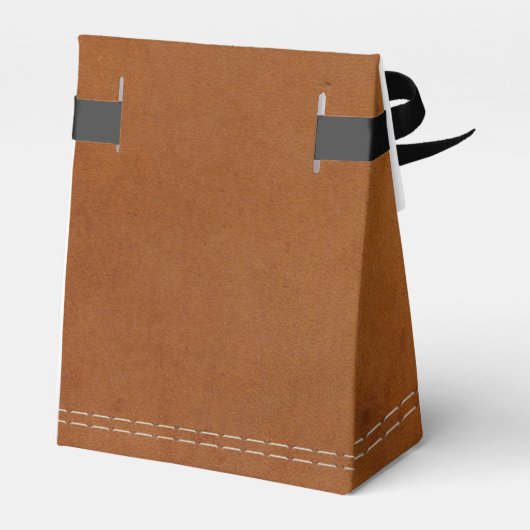 Tan Leder Textur, Rost Orange Custom Party Geschenkschachtel (Rückseite)