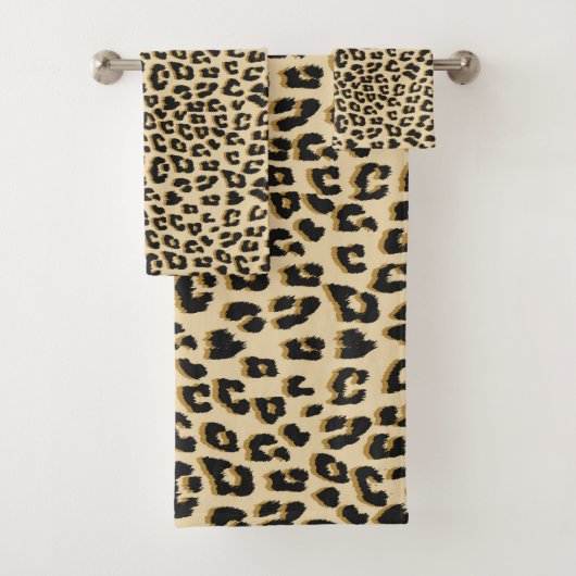 Tan Leopard Print Badhandtuch Set (Insitu)
