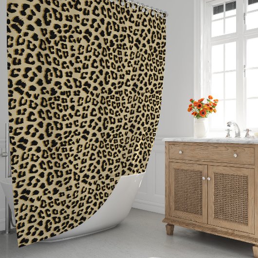 Tan Leopard Print Duschvorhang