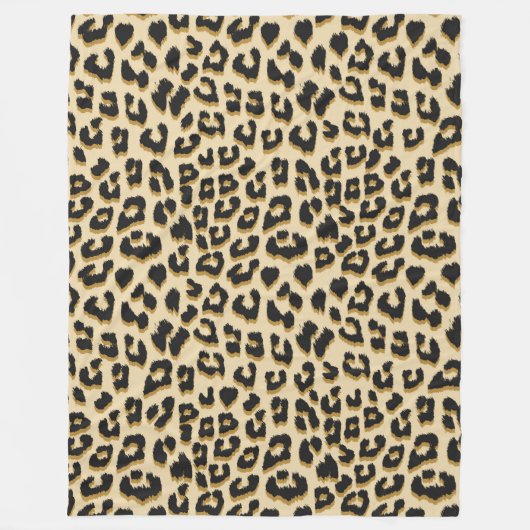 Tan Leopard Print Fleecedecke (Vorderseite)