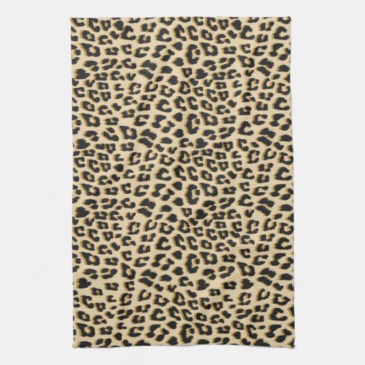 Tan Leopard Print Geschirrtuch (Vertikal)