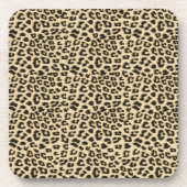 Tan Leopard Print Getränkeuntersetzer (Vorderseite)