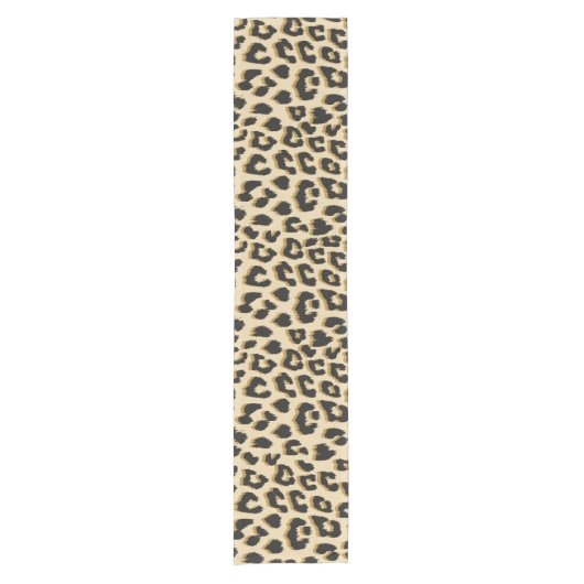 Tan Leopard Print Kurzer Tischläufer (Vorderseite)