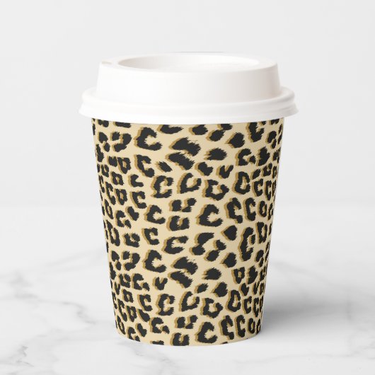 Tan Leopard Print Pappbecher (Rückseite)