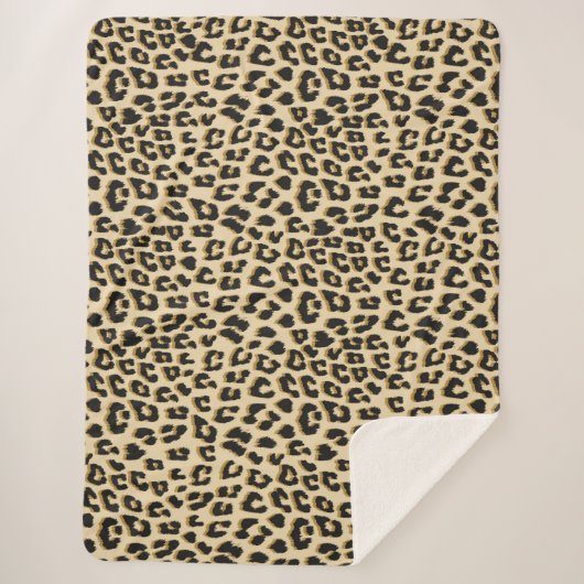 Tan Leopard Print Sherpadecke (Vorderseite)