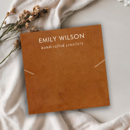 TAN LETHER TEXTURE BAND NECKLACE DISPLAKARTE QUADRATISCHE VISITENKARTE