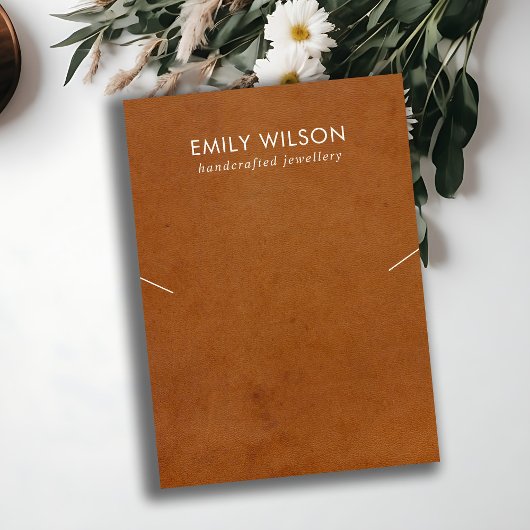 TAN LETHER TEXTURE NECKLACE BRACELET DISPLAY-KARTE VISITENKARTE