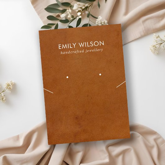 TAN LETHER TEXTURE NECKLACE EARRING DISPLAKARTE VISITENKARTE