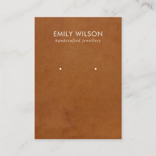 TAN LETHER TEXTURE STUD EARRING DISPLAY CARD VISITENKARTE (Vorderseite)