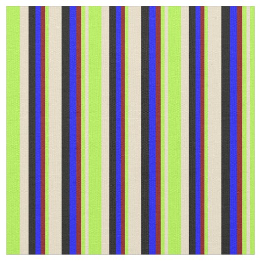 Tan, Light Green, Maroon, Blau und Schwarz Stoff (Nahaufnahme)