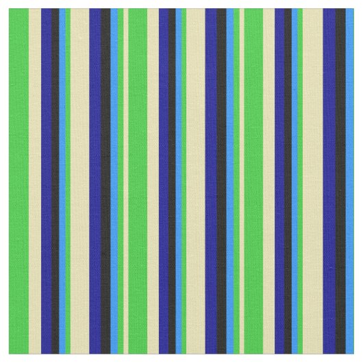 Tan, Lime Green, Blue, Black & Dark Blue Lines Stoff (Nahaufnahme)