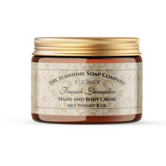 Tan Linen Paper Style Cosmetics JAR Label