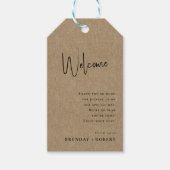 Tan linen Simple Script Begrüßungsgeschenk-Tag Geschenkanhänger (Vorderseite)