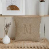 Tan Linen Texture Monogram Kissen