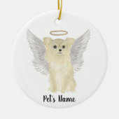 Tan Long Haired Chihuahua Beileid Memorial Keramik Ornament (Vorne)