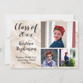 Tan Marble 3 Foto School Abschluss Ankündigung (Vorderseite)