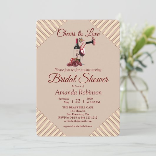 Tan - Marsala Einladung (Stehend Vorderseite)