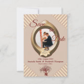 Tan - Marsala Moderner Wein Save the Date (Vorderseite)