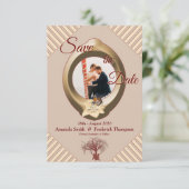 Tan - Marsala Moderner Wein Save the Date (Stehend Vorderseite)