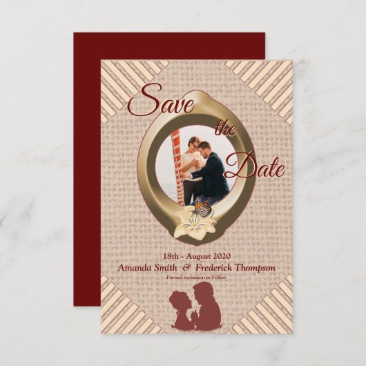 Tan - Marsala Wein Save the Date texturiert (Vorne/Hinten)