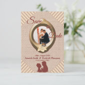 Tan - Marsala Wein Save the Date texturiert (Stehend Vorderseite)