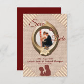 Tan - Marsala Wein Save the Date texturiert (Vorne/Hinten)