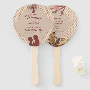 Tan - Marsala Wine & Drehung Pink Hand Fans Fächer