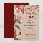 Tan, Marsala Wine - Drehung Rosa Polterabend Einladung (Vorne/Hinten)