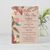 Tan, Marsala Wine - Drehung Rosa Polterabend Einladung (Stehend Vorderseite)