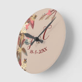 Tan - Marsala Wine & Drehung von Hues of Pink Cloc Runde Wanduhr (Winkel)