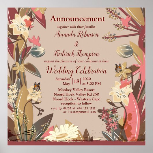 Tan - Marsala Wine & Drehung von Pink Poster (Vorne)