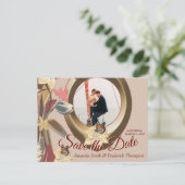 Tan - Marsala Wine & Hues of Pink Save the Date Ankündigungspostkarte (Stehend Vorderseite)