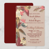 Tan - Marsala Wine , Hues of Pink Wedding Einladung (Vorne/Hinten)