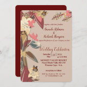 Tan - Marsala Wine , Hues of Pink Wedding Einladung (Vorne/Hinten)