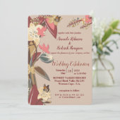 Tan - Marsala Wine , Hues of Pink Wedding Einladung (Stehend Vorderseite)